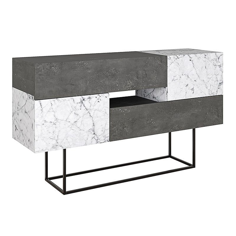 Μπουφές Eros  γκρι ρετρό - λευκό εφέ μαρμάρου 145x40x82εκ.