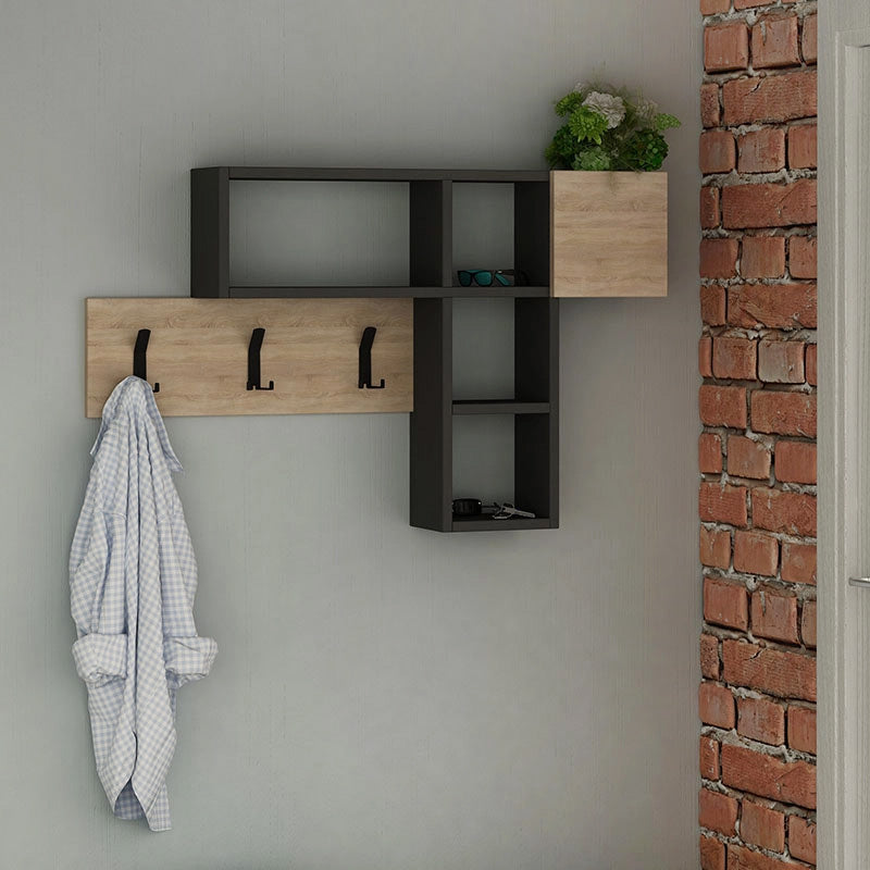Κρεμάστρα τοίχου Game  χρώμα sapphire oak - ανθρακί 99,5x15x61εκ.