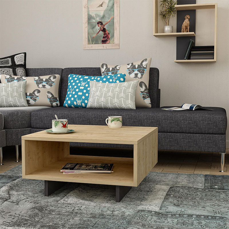 Τραπεζάκι σαλονιού Hola  χρώμα sapphire oak - ανθρακί 60x60x32εκ.