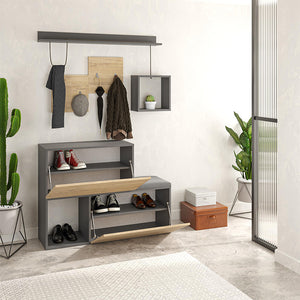Έπιπλο εισόδου - παπουτσοθήκη Holdon  sapphire oak/ανθρακί 120x36,5x87,5εκ.