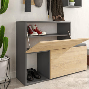 Έπιπλο εισόδου - παπουτσοθήκη Holdon  sapphire oak/ανθρακί 120x36,5x87,5εκ.