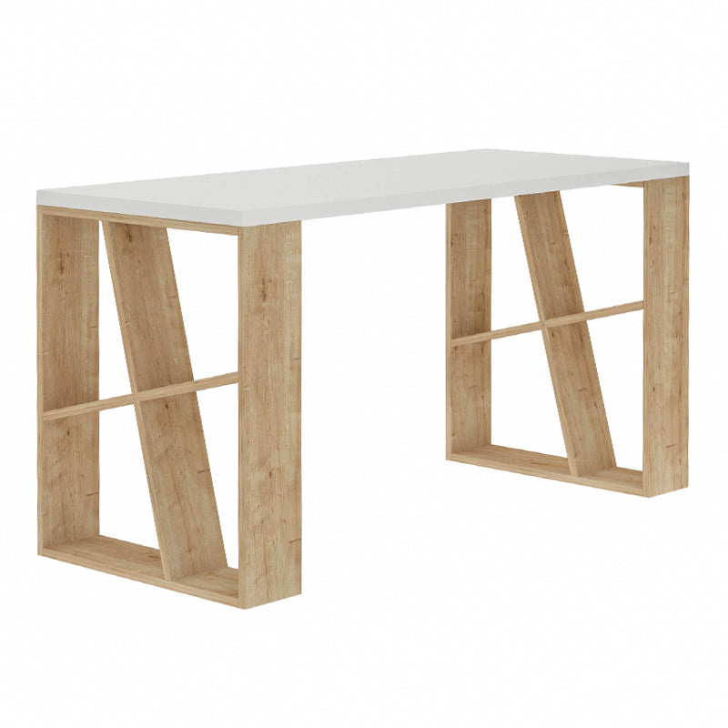 Γραφείο εργασίας Honey  χρώμα λευκό - sapphire oak 137x60x75εκ