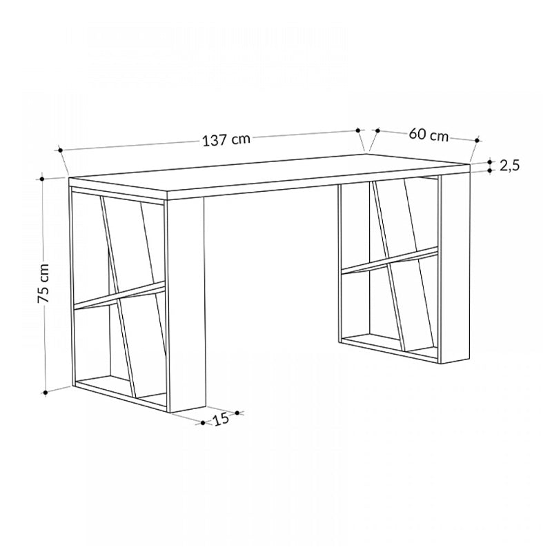 Γραφείο εργασίας Honey  χρώμα λευκό - sapphire oak 137x60x75εκ