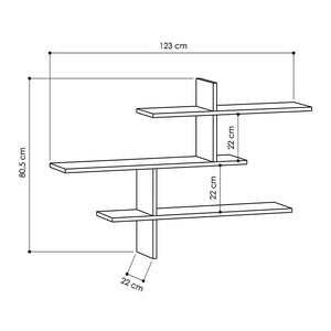 Ραφιέρα τοίχου Leo  χρώμα sapphire oak 123x22x80εκ.