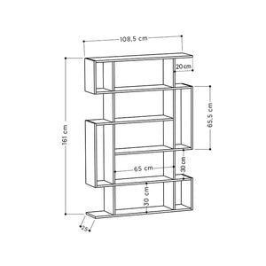 Βιβλιοθήκη Mito  χρώμα sapphire oak - ανθρακί 108x25x161εκ.