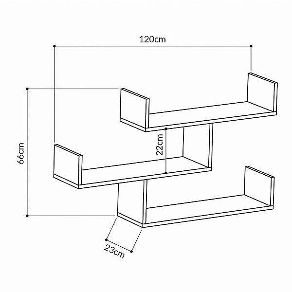Ραφιέρα τοίχου Tibet  χρώμα sapphire oak 119x22x66εκ.