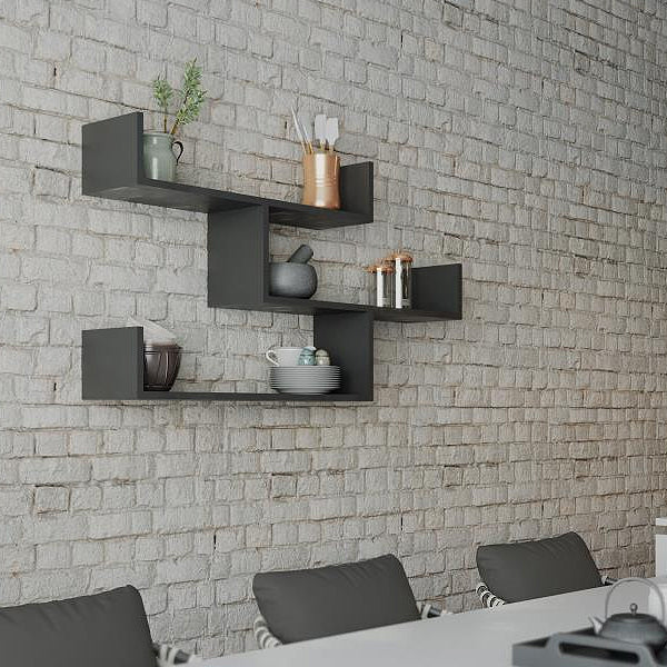 Ραφιέρα τοίχου Tibet  χρώμα ανθρακί 119x22x66εκ.