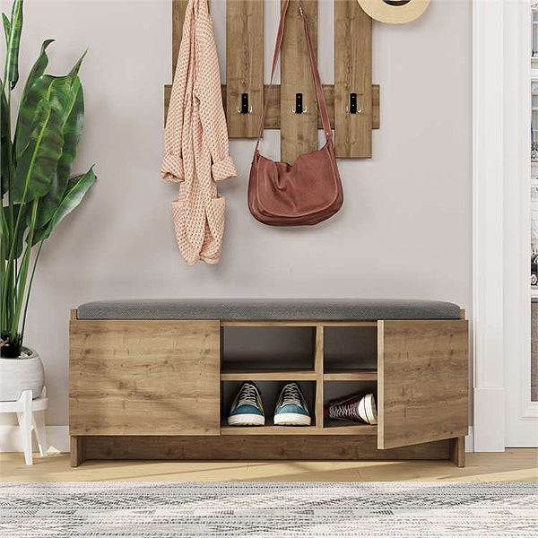 Παπουτσοθήκη Zulla  χρώμα ανοιχτό καρυδί 110x37x43εκ.