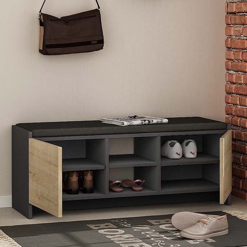 Παπουτσοθήκη Zulla  χρώμα ανθρακί - sapphire oak 110x37x43εκ. - Pakobazaar