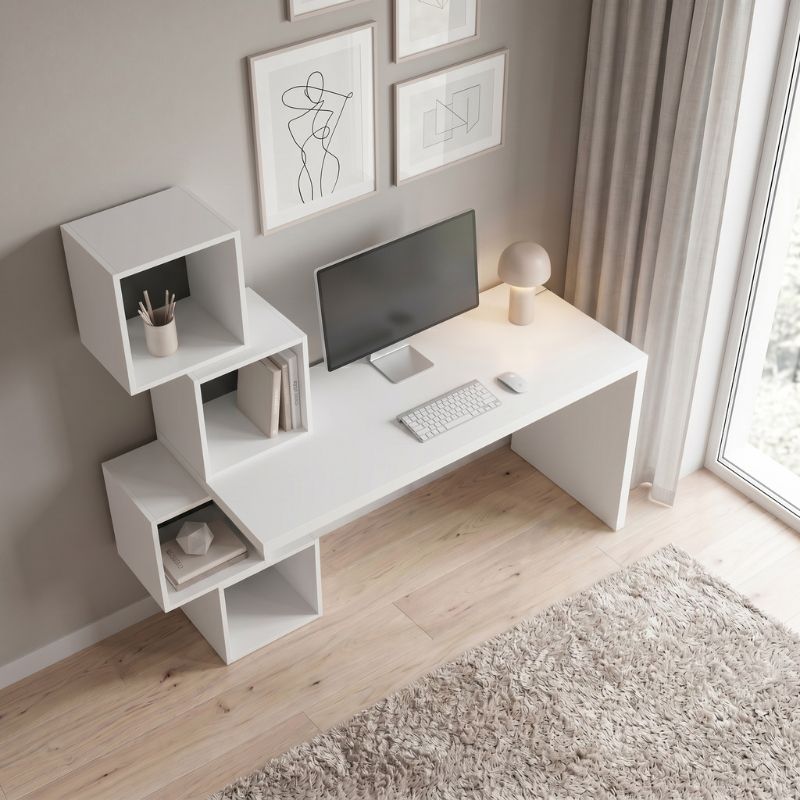 Γραφείο εργασίας Balance  χρώμα λευκό 153,5x60x140εκ - Pakobazaar