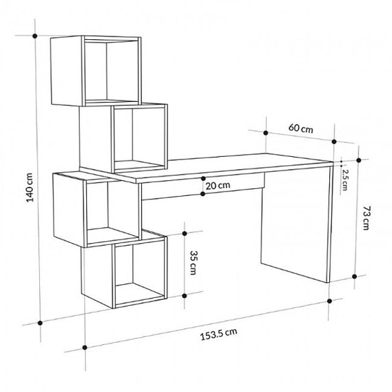 Γραφείο εργασίας Balance  χρώμα λευκό 153,5x60x140εκ