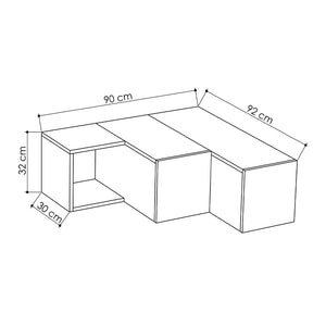 Έπιπλο τηλεόρασης γωνιακό Compact  χρώμα λευκό - sapphire oak 94,2x90,6x31,4εκ.