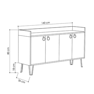Μπουφές Dea  χρώμα sapphire oak - ανθρακί 140x36x80εκ.