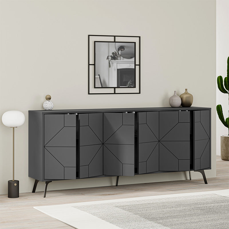 Μπουφές Dune  χρώμα ανθρακί 184x35x77,4εκ.