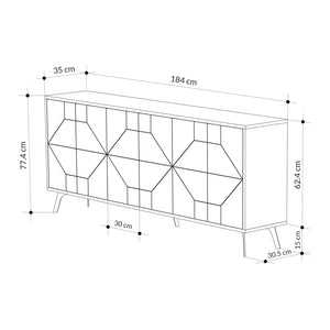 Μπουφές Dune  χρώμα ανθρακί 184x35x77,4εκ.