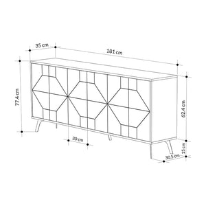 Μπουφές Dune  χρώμα sapphire oak 184x35x77,4εκ.