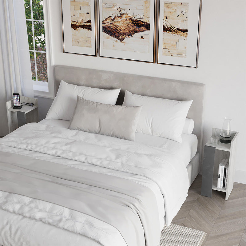 Κομοδίνο Elos  σετ 2 τεμαχίων χρώμα λευκό αντικέ - γκρι ρετρό 25x27x60εκ. - Pakobazaar