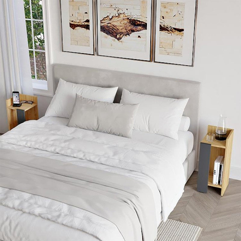 Κομοδίνο Elos  σετ 2 τεμαχίων χρώμα sapphire oak - ανθρακί 25x27x60εκ. - Pakobazaar