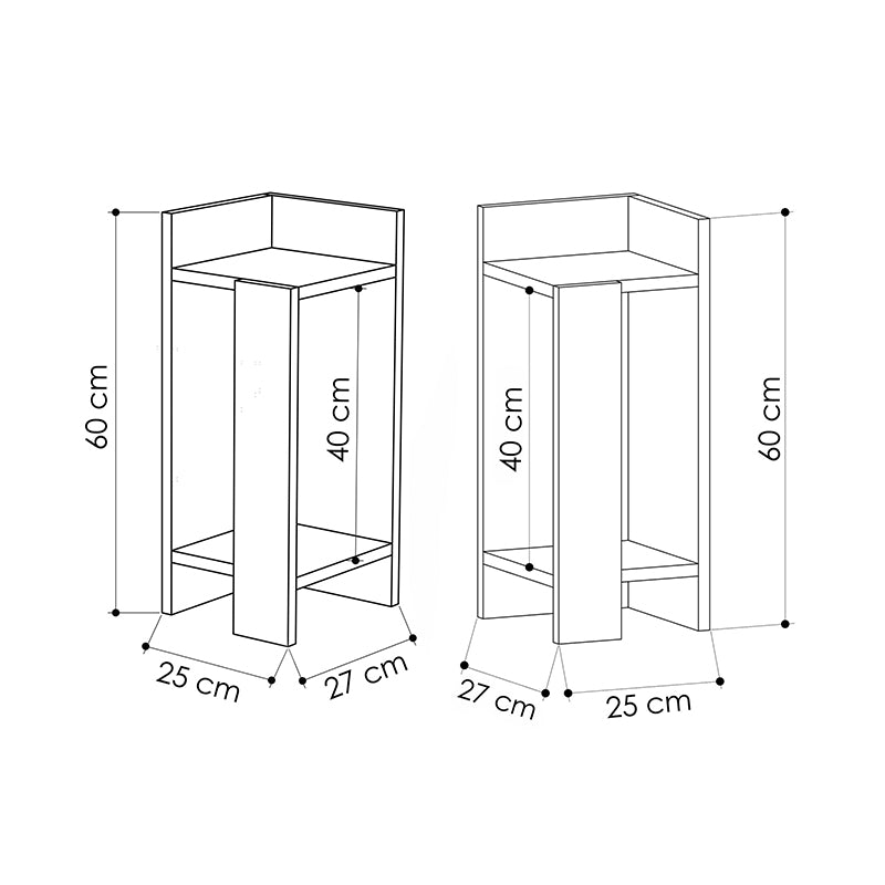 Κομοδίνο Elos  σετ 2 τεμαχίων χρώμα sapphire oak - ανθρακί 25x27x60εκ. - Pakobazaar