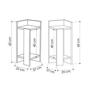 Κομοδίνο Elos  σετ 2 τεμαχίων χρώμα sapphire oak - ανθρακί 25x27x60εκ. - Pakobazaar