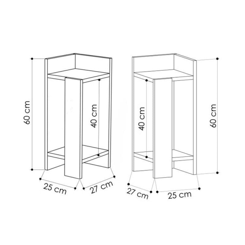 Κομοδίνο Elos  σετ 2 τεμαχίων χρώμα ανοιχτή μόκα 25x27x60εκ.