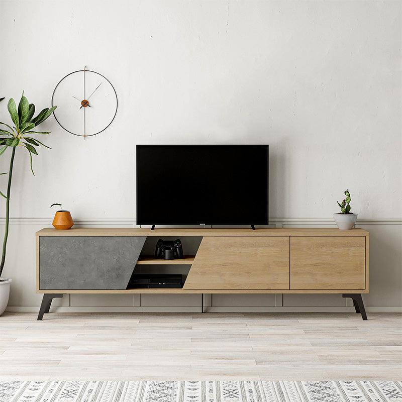 Έπιπλο τηλεόρασης Fiona  χρώμα sapphire oak - γκρι ρετρό 180x35,6x48εκ.