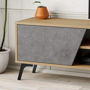 Έπιπλο τηλεόρασης Fiona  χρώμα sapphire oak - γκρι ρετρό 180x35,6x48εκ.