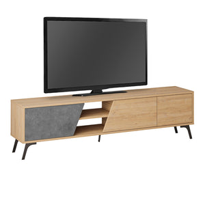 Έπιπλο τηλεόρασης Fiona  χρώμα sapphire oak - γκρι ρετρό 180x35,6x48εκ.