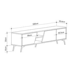 Έπιπλο τηλεόρασης Fiona  χρώμα sapphire oak - γκρι ρετρό 180x35,6x48εκ.