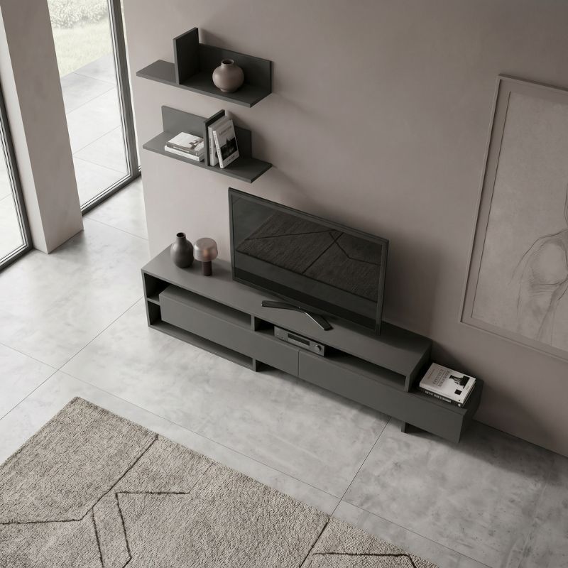 Έπιπλο τηλεόρασης Gara  χρώμα ανθρακί 180x29,8x42εκ. - Pakobazaar