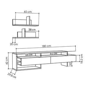 Έπιπλο τηλεόρασης Gara  χρώμα ανθρακί 180x29,8x42εκ. - Pakobazaar