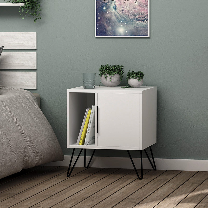 Κομοδίνο Glynn  χρώμα λευκό 50,2x44,6x60εκ.