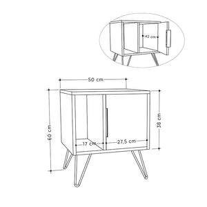 Κομοδίνο Glynn  χρώμα λευκό 50,2x44,6x60εκ.