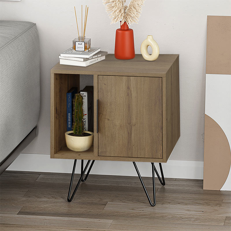 Κομοδίνο Glynn  χρώμα ανοιχτό καρυδί 50,2x44,6x60εκ.