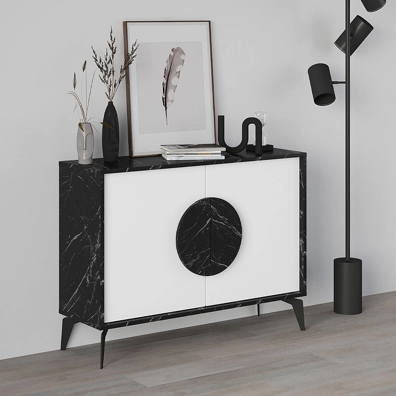 Μπουφές Gora  χρώμα μαύρο εφέ μαρμάρου - λευκό 110x35,6x82εκ.