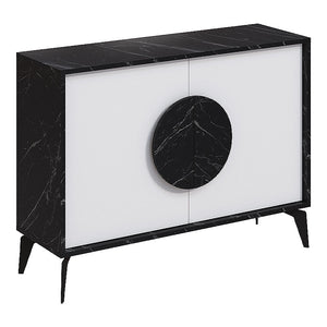 Μπουφές Gora  χρώμα μαύρο εφέ μαρμάρου - λευκό 110x35,6x82εκ.