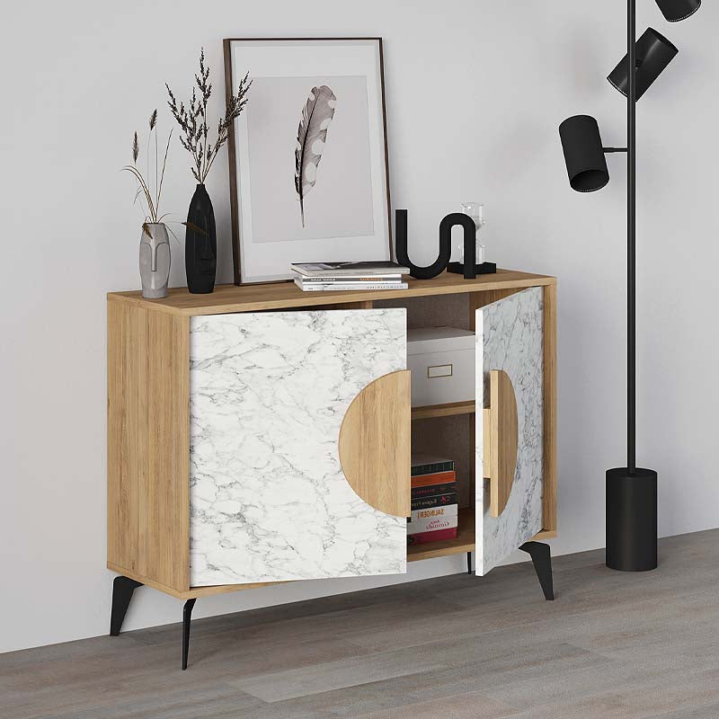 Μπουφές Gora  χρώμα sapphire oak - λευκό εφέ μαρμάρου 110x35,6x82εκ.