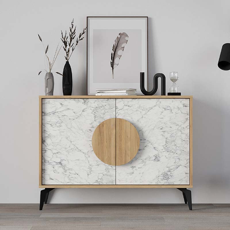 Μπουφές Gora  χρώμα sapphire oak - λευκό εφέ μαρμάρου 110x35,6x82εκ.