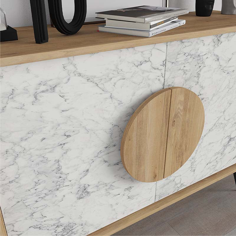 Μπουφές Gora  χρώμα sapphire oak - λευκό εφέ μαρμάρου 110x35,6x82εκ.