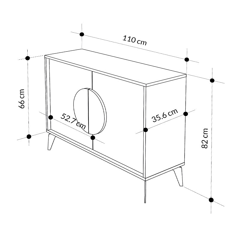 Μπουφές Gora  χρώμα sapphire oak - λευκό εφέ μαρμάρου 110x35,6x82εκ.