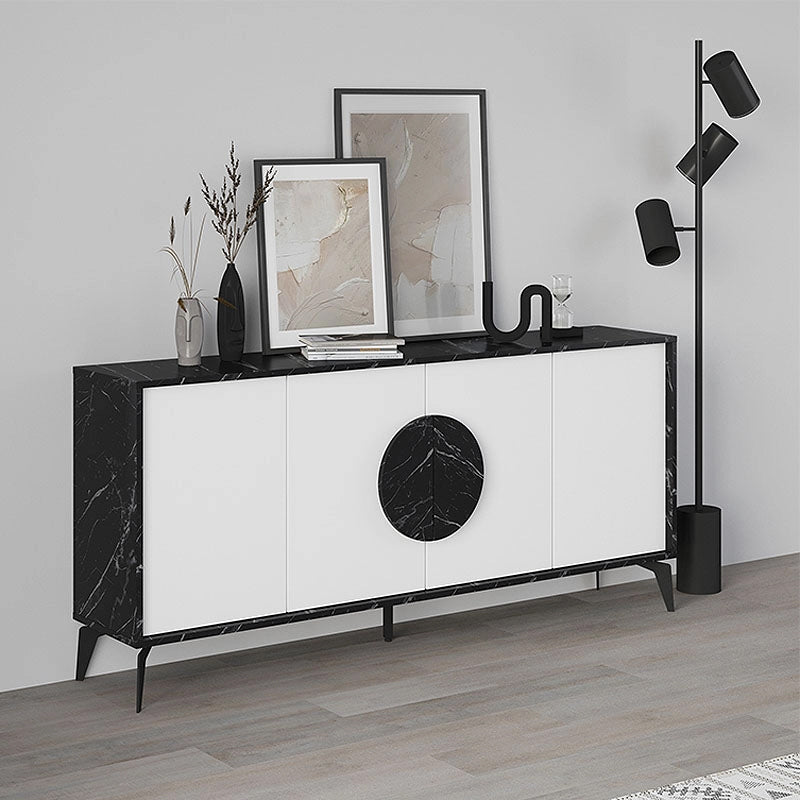 Μπουφές Gora  χρώμα μαύρο εφέ μαρμάρου - λευκό 180x35,6x82εκ.