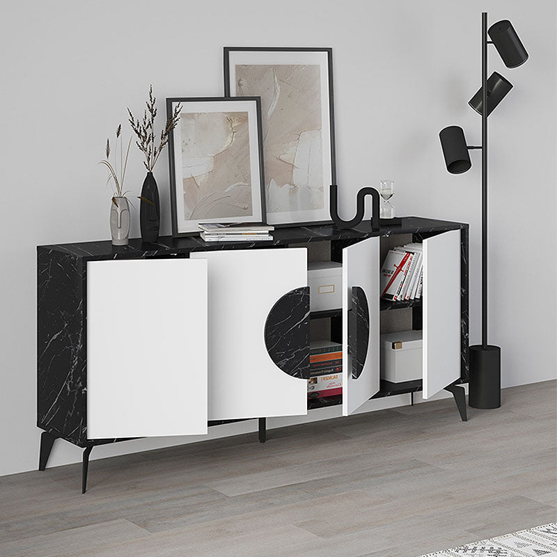 Μπουφές Gora  χρώμα μαύρο εφέ μαρμάρου - λευκό 180x35,6x82εκ.