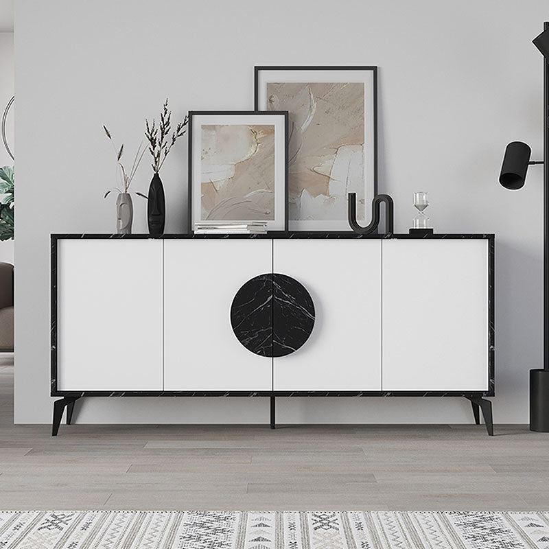 Μπουφές Gora  χρώμα μαύρο εφέ μαρμάρου - λευκό 180x35,6x82εκ.