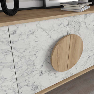Μπουφές Gora  χρώμα sapphire oak - λευκό εφέ μαρμάρου 180x35,6x82εκ.