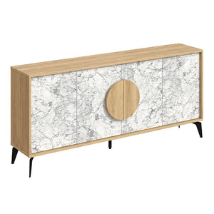 Μπουφές Gora  χρώμα sapphire oak - λευκό εφέ μαρμάρου 180x35,6x82εκ.