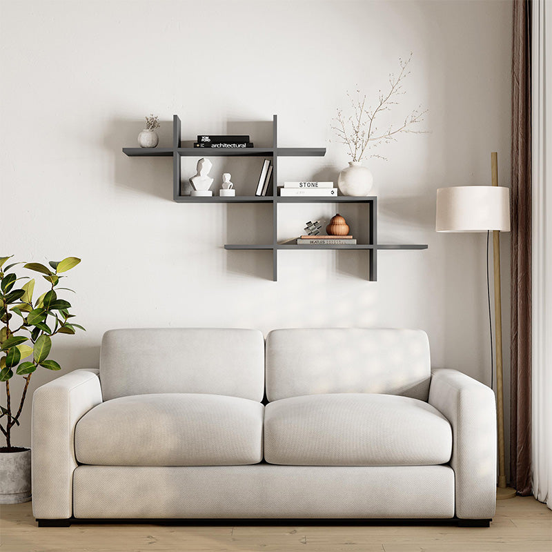 Ραφιέρα τοίχου Halic  χρώμα ανθρακί 150x22x82εκ.