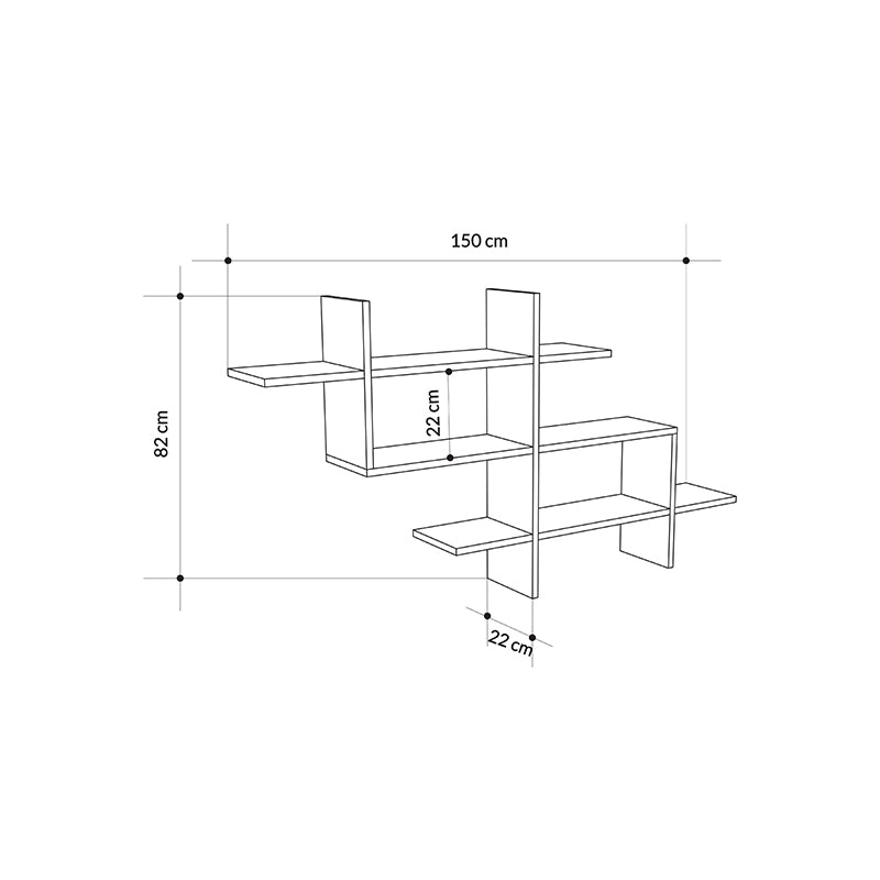 Ραφιέρα τοίχου Halic  χρώμα sapphire oak 150x22x82εκ.