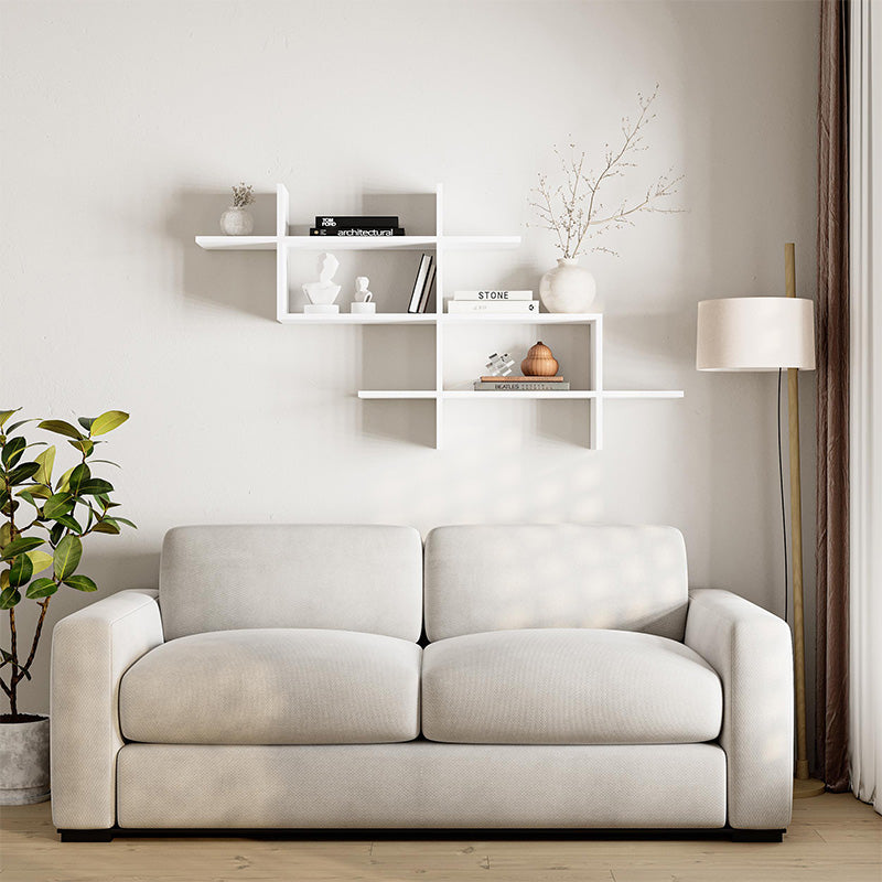 Ραφιέρα τοίχου Halic  χρώμα λευκό 150x22x82εκ.