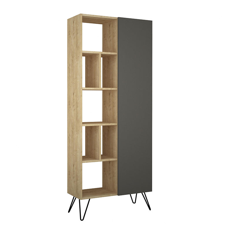 Βιβλιοθήκη Jedda  χρώμα sapphire oak - ανθρακί 80,6x29,6x191εκ.