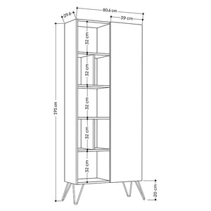 Βιβλιοθήκη Jedda  χρώμα sapphire oak - ανθρακί 80,6x29,6x191εκ.